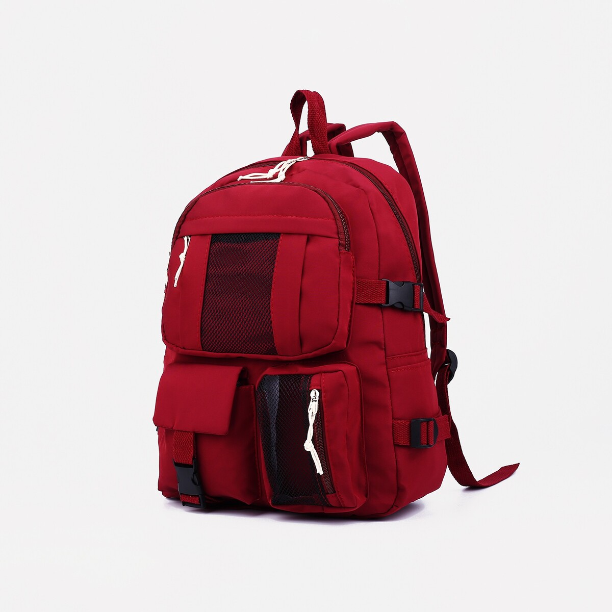 Рюкзак школьный на молнии, 5 наружных карманов, цвет красный рюкзак на молнии с увеличением 55л 5 наружных карманов зеленый