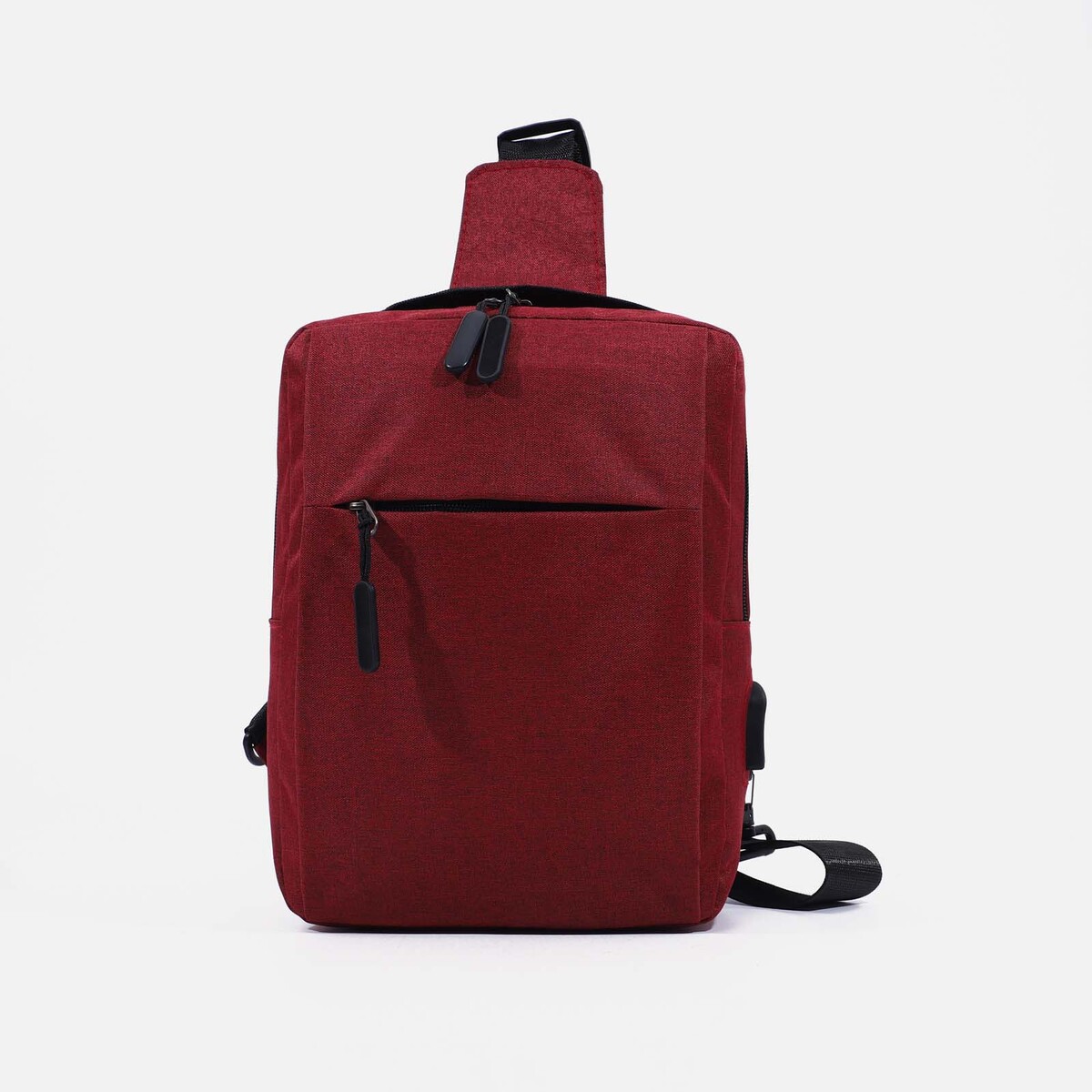 Рюкзак молодежный через плечо, отдел на молнии, наружный карман, usb, цвет красный