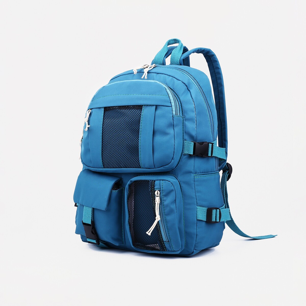 Рюкзак школьный на молнии, 5 наружных карманов, цвет синий рюкзак на молнии с увеличением 55л 5 наружных карманов зеленый