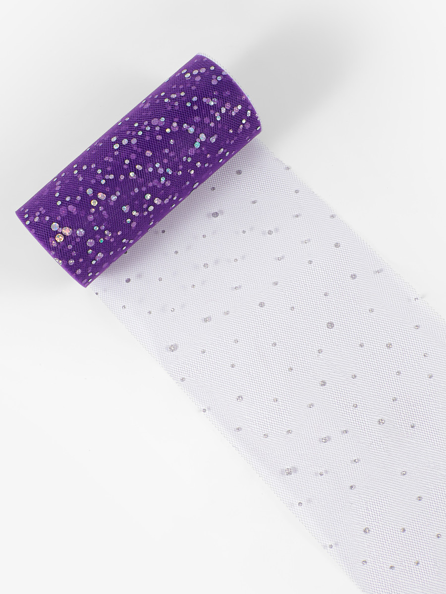 

Фатин с блестками, 15 см, 23±1 м, 11±1 г/м², фиолетовый №27