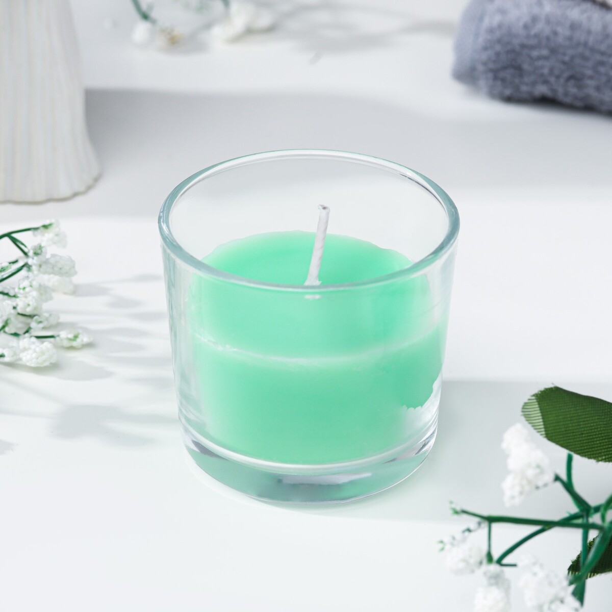 Свеча ароматическая в стакане алания свеча в стакане ароматизированная зеленый мандарин 7х7 см 27 ч