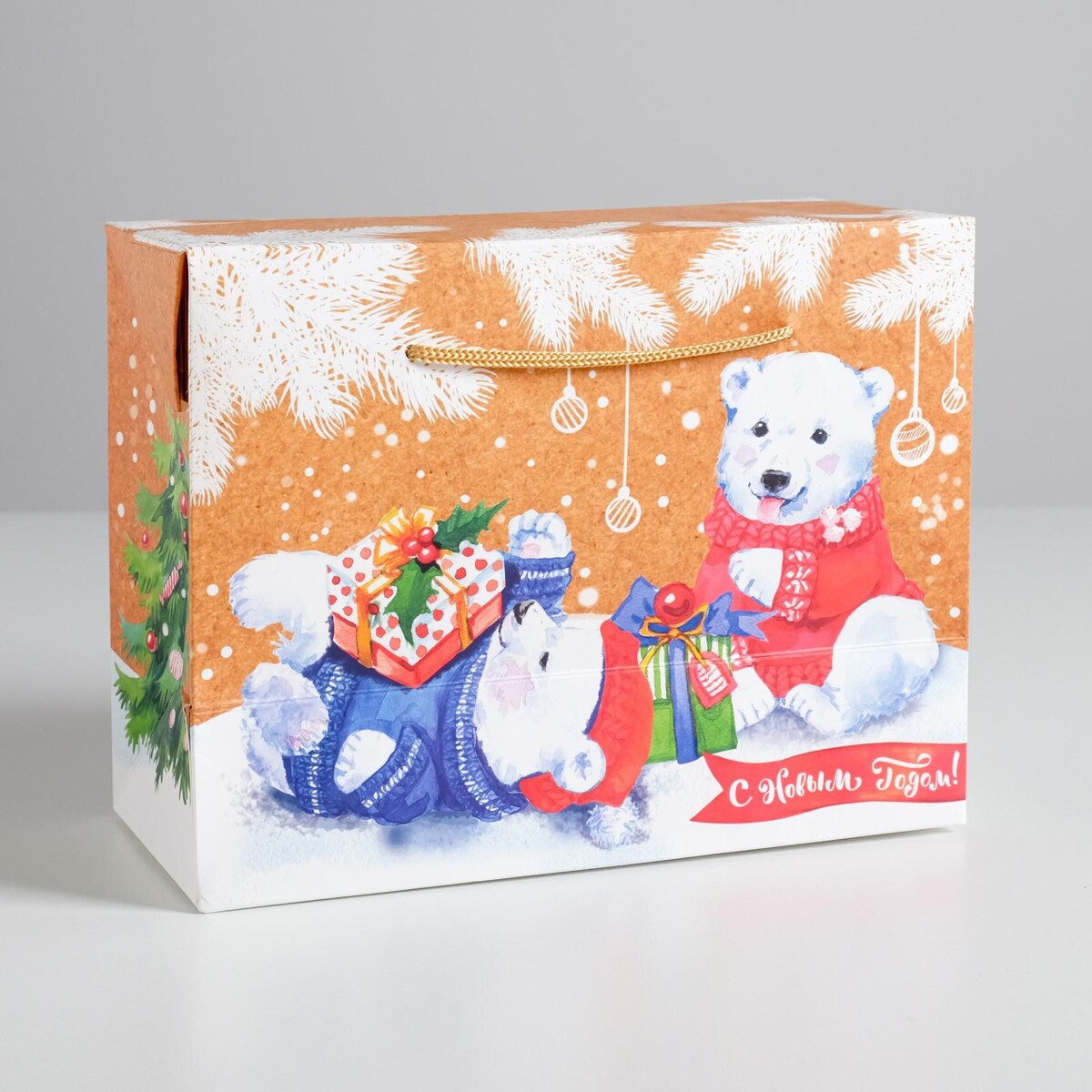 

Пакет‒коробка, Белый;бежевый