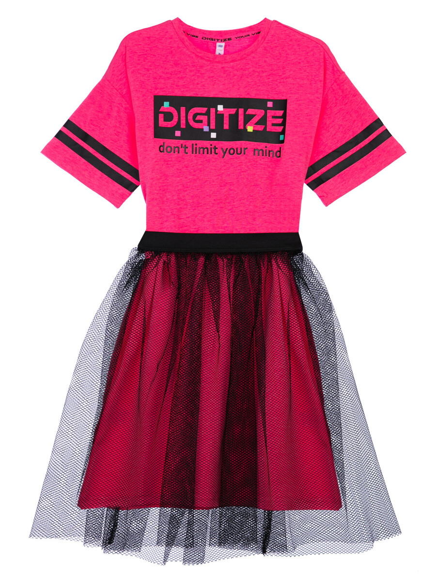 Комплект трикотажный платье юбка PLAYTODAY, размер рост 128 см, цвет розовый 02256015 - фото 6