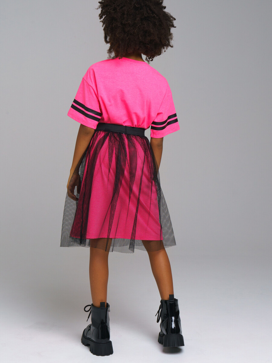 Комплект трикотажный платье юбка PLAYTODAY, размер рост 128 см, цвет розовый 02256015 - фото 5