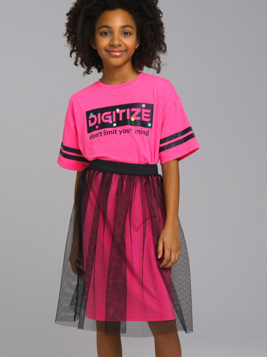Комплект трикотажный платье юбка PLAYTODAY, размер рост 128 см, цвет розовый 02256015 - фото 3