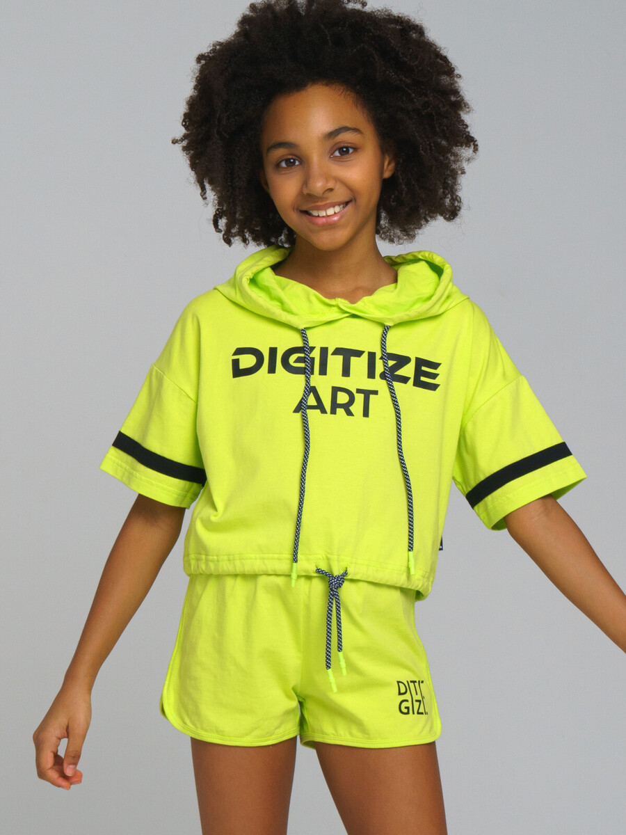 

Комплект трикотажный майка шорты фуфайка футболка, Зеленый;черный;светло-зеленый