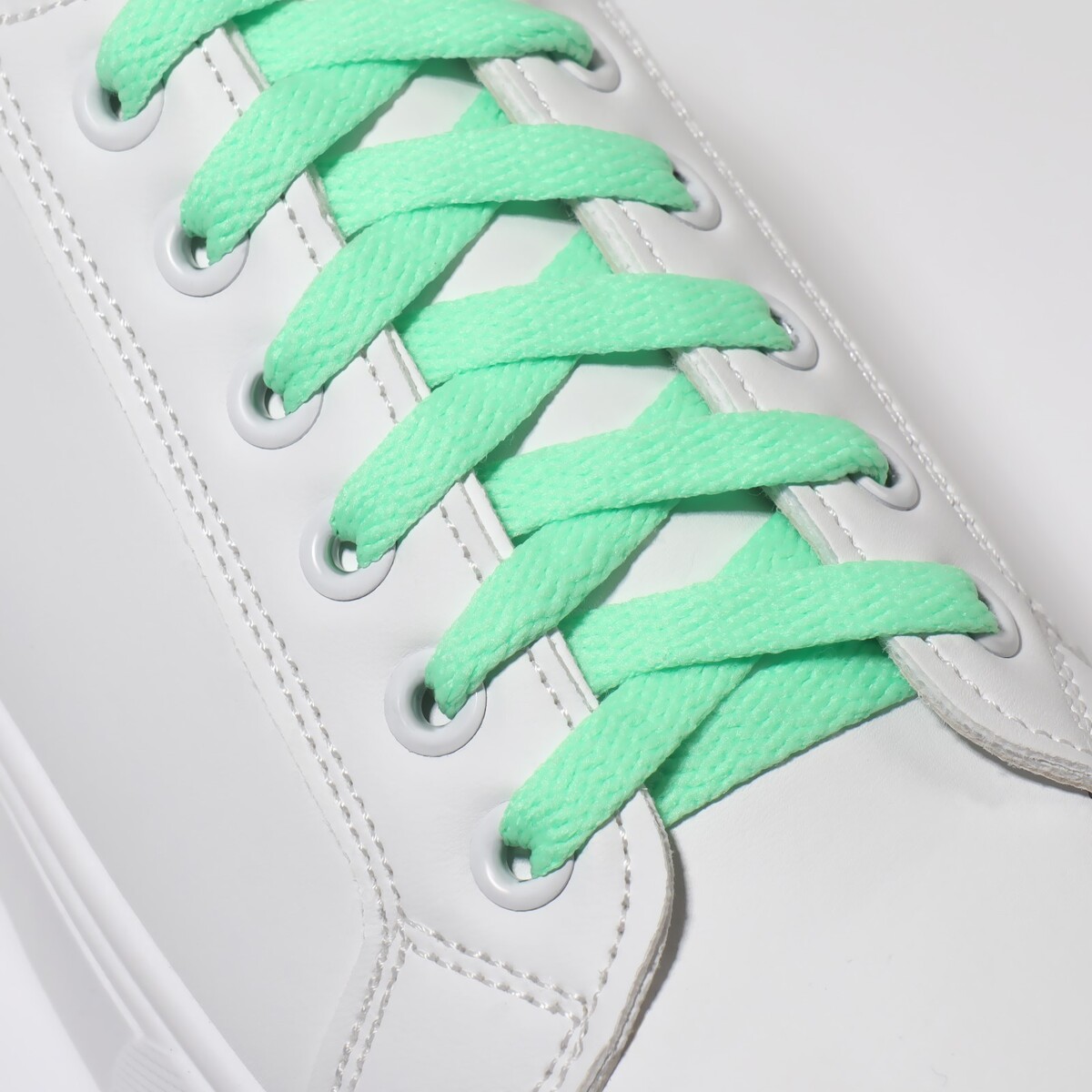 Шнурки для обуви, пара, плоские, 8 мм, 120 см, цвет мятный фиксатор для шнурков пара d 8 мм 1 8 см