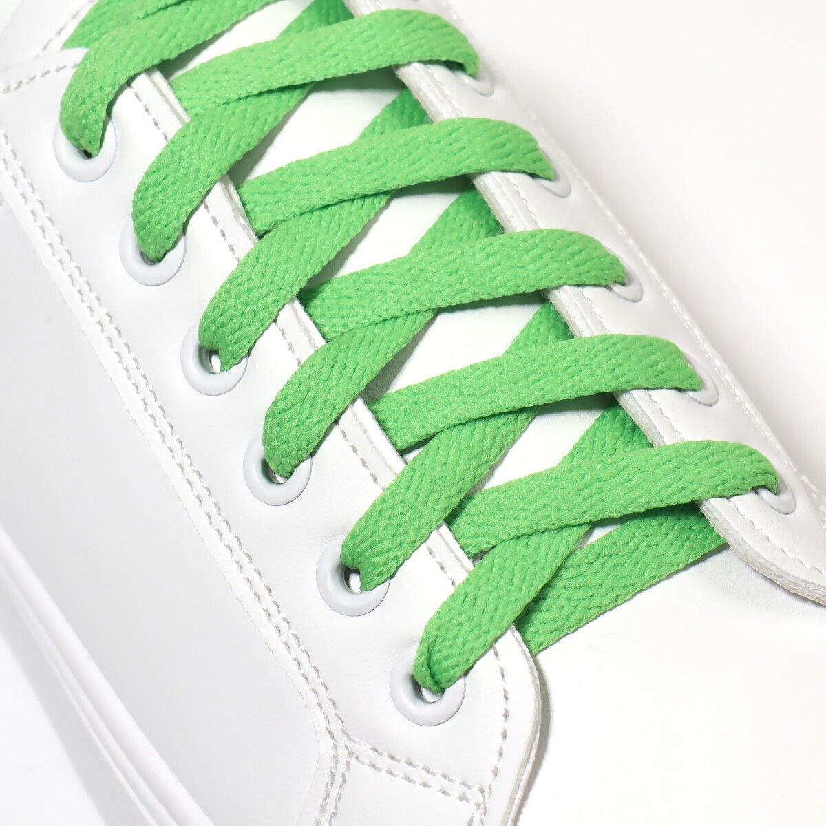Шнурки для обуви, пара, плоские, 8 мм, 120 см, цвет зеленый