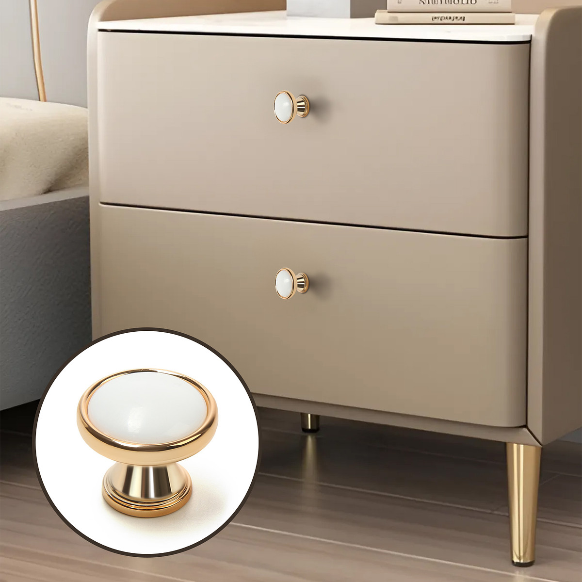 

Ручка-кнопка cappio рк101, d=32 мм, пластик, цвет золото с белой вставкой, Золото;белый