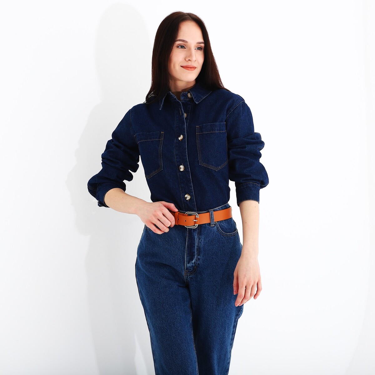 фото Ремень женский, ширина 3.5 см, винт, пряжка металл, цвет рыжий no brand