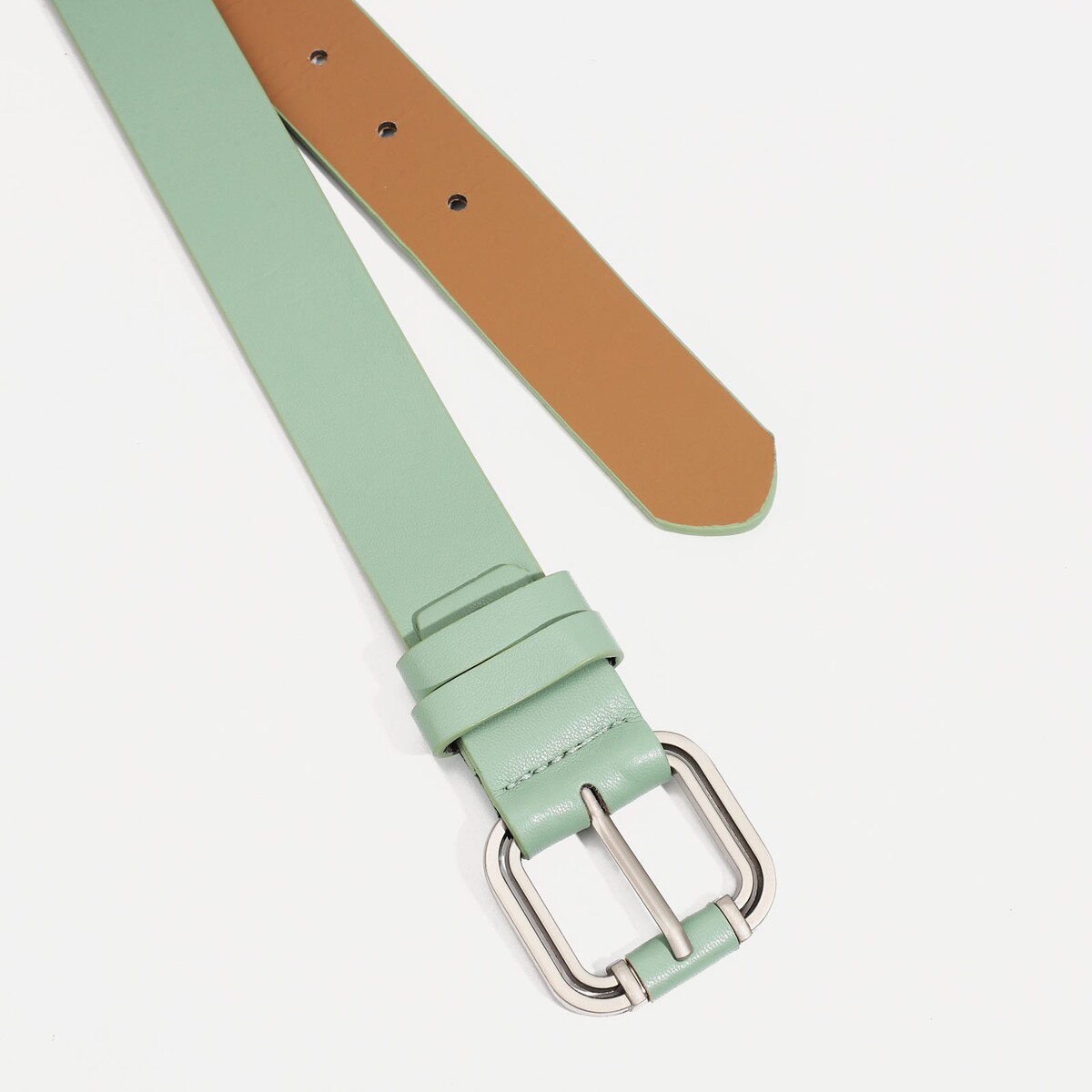 фото Ремень женский, ширина 3.5 см, винт, пряжка металл, цвет зеленый no brand