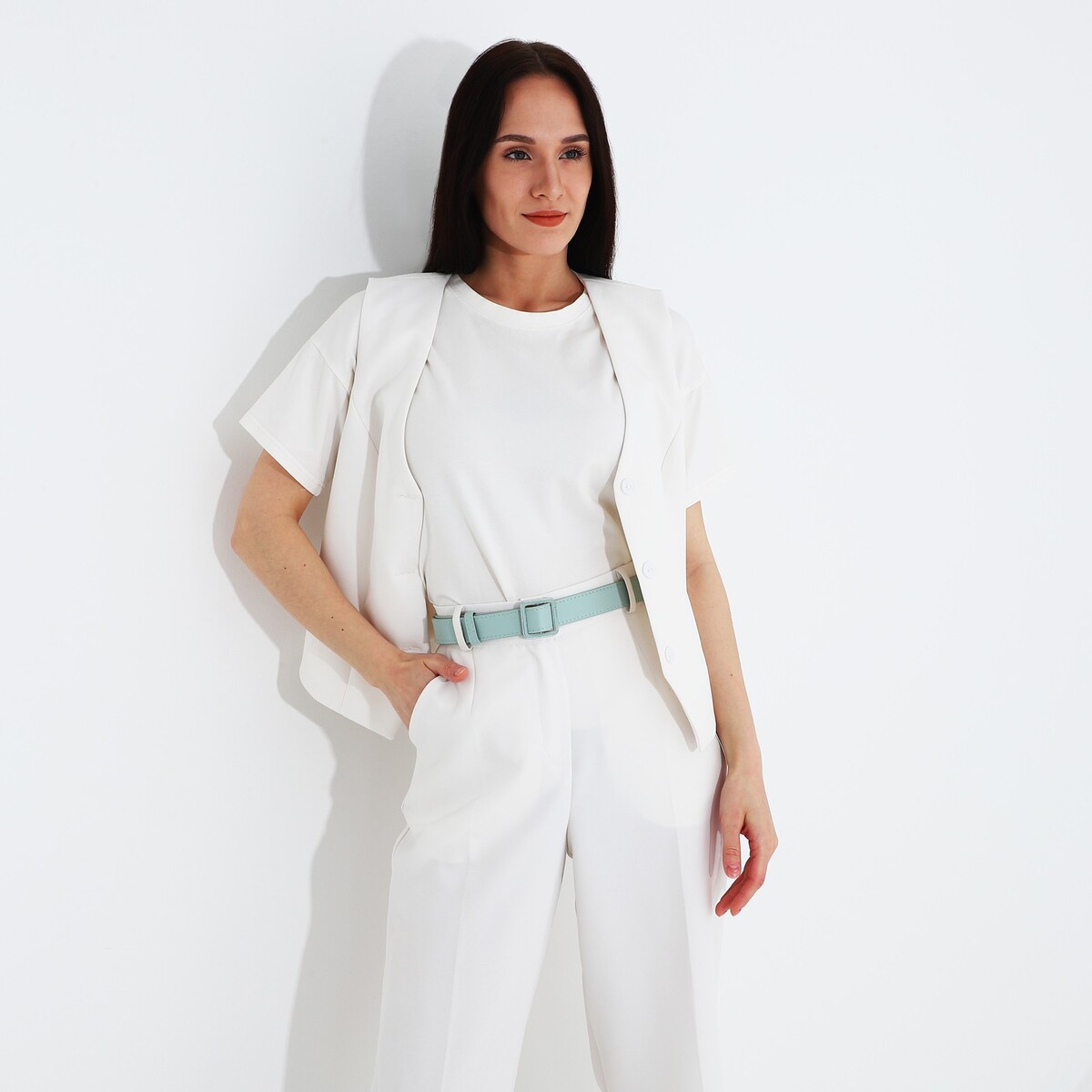 фото Ремень женский, ширина 3 см, пряжка металл, цвет мятный no brand