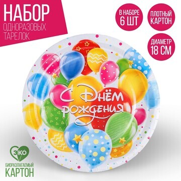 Тарелка бумажная с днем рождения