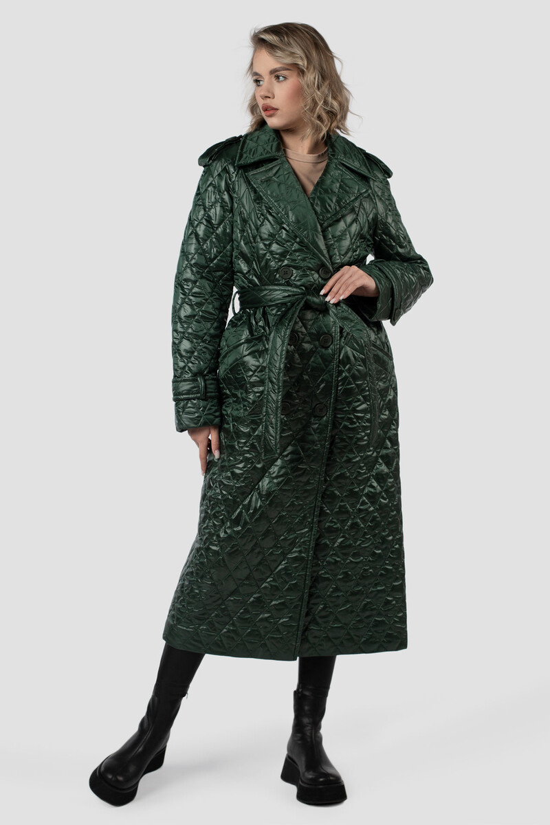 Пальто женское демисезонное EL PODIO, размер 40, цвет зеленый 02331699 двубортные - фото 1