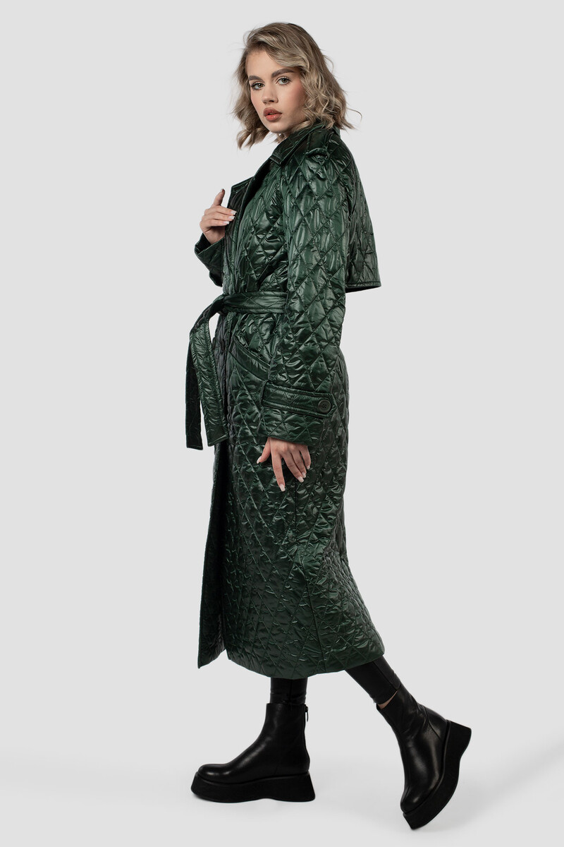 Пальто женское демисезонное EL PODIO, размер 40, цвет зеленый 02331699 двубортные - фото 4