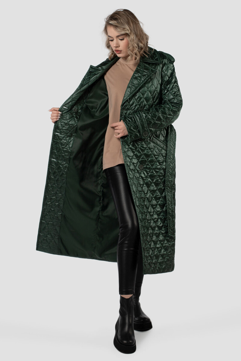 Пальто женское демисезонное EL PODIO, размер 40, цвет зеленый 02331699 двубортные - фото 2