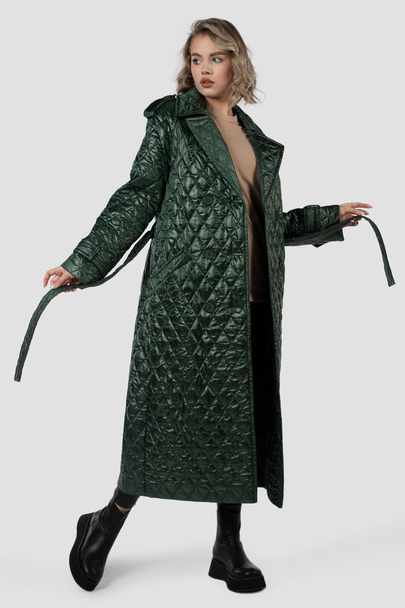Пальто женское демисезонное EL PODIO, размер 40, цвет зеленый 02331699 двубортные - фото 3