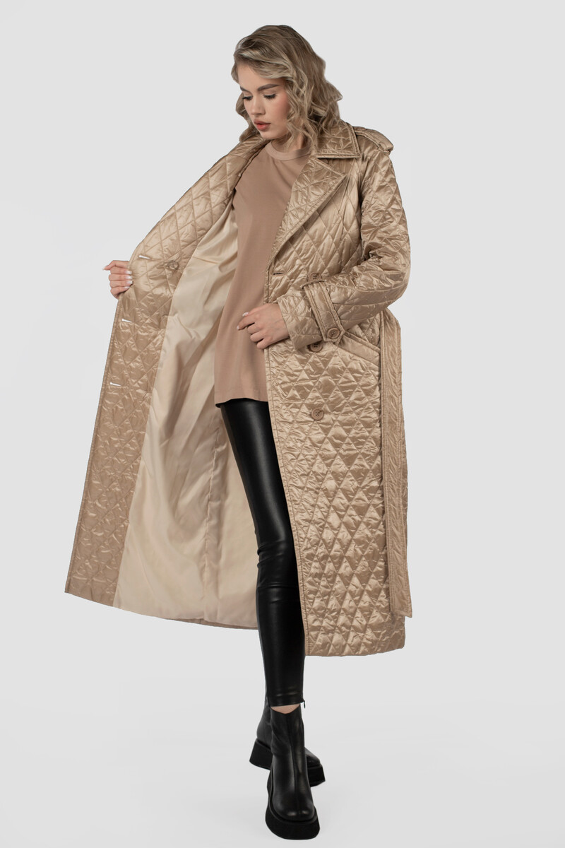 Пальто женское демисезонное EL PODIO, размер 40, цвет бежевый 02331700 двубортные - фото 2