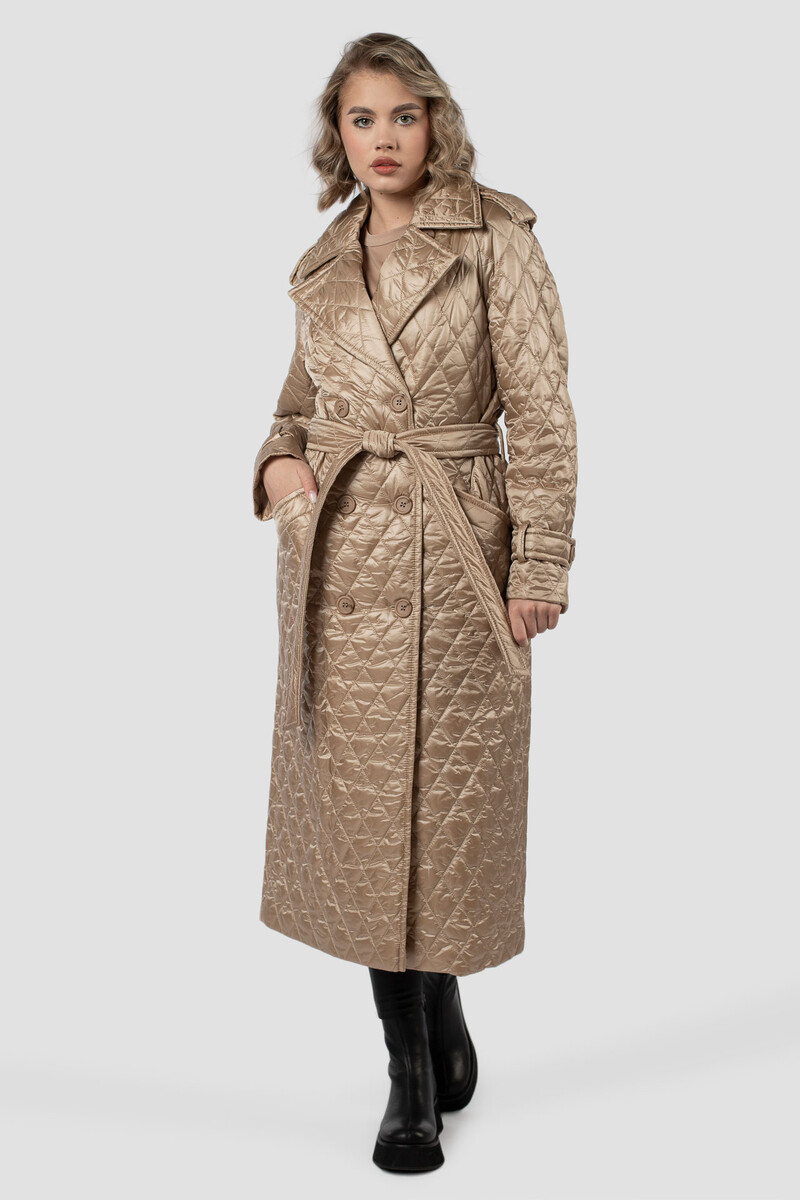 Пальто женское демисезонное EL PODIO, размер 40, цвет бежевый 02331700 двубортные - фото 1