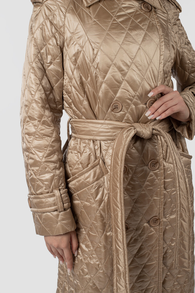 Пальто женское демисезонное EL PODIO, размер 40, цвет бежевый 02331700 двубортные - фото 5