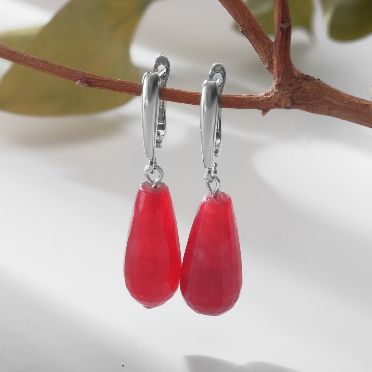 

Серьги капля гранёная, Розовый