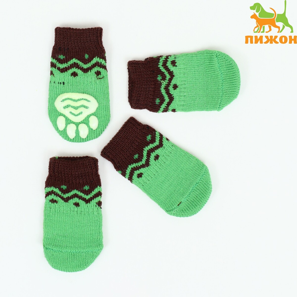 Носки нескользящие, размер s (2,5/3,5 * 6 см), набор 4 шт , зеленые оздоровительные зеленые коктейли козлова