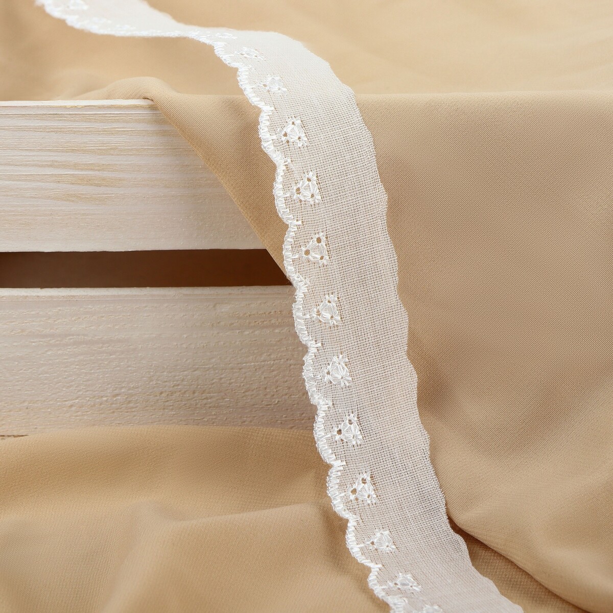 Кружево шитье, 25 мм × 13 ± 1 м, цвет белый ifratti одеяло кружево в009см