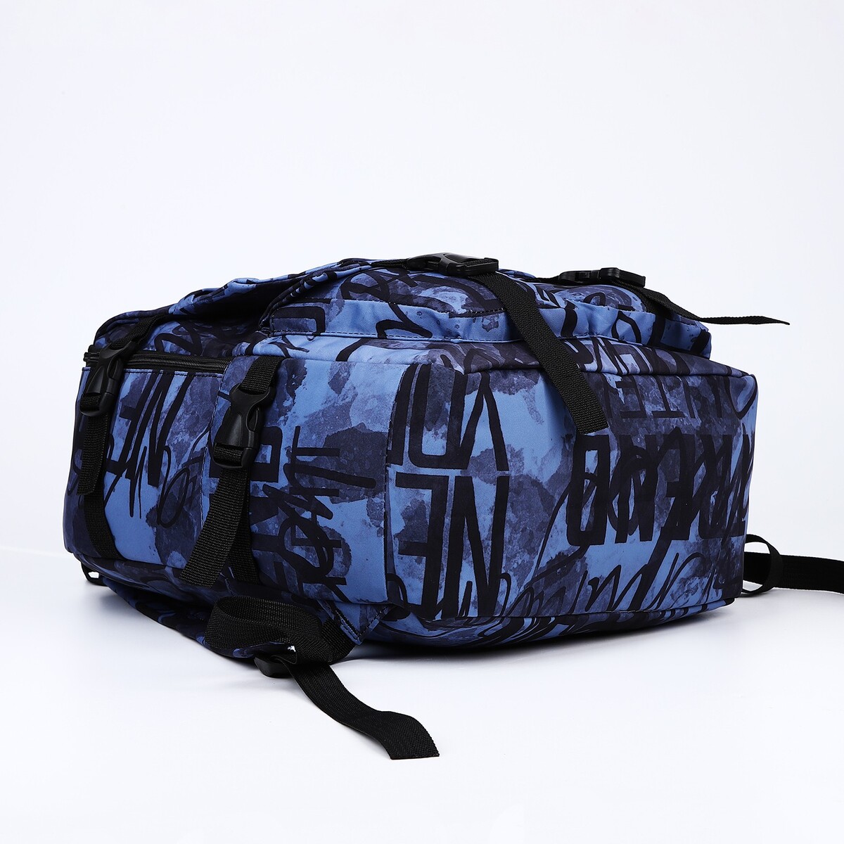 фото Рюкзак молодежный из текстиля на молнии, 3 кармана, цвет синий no brand