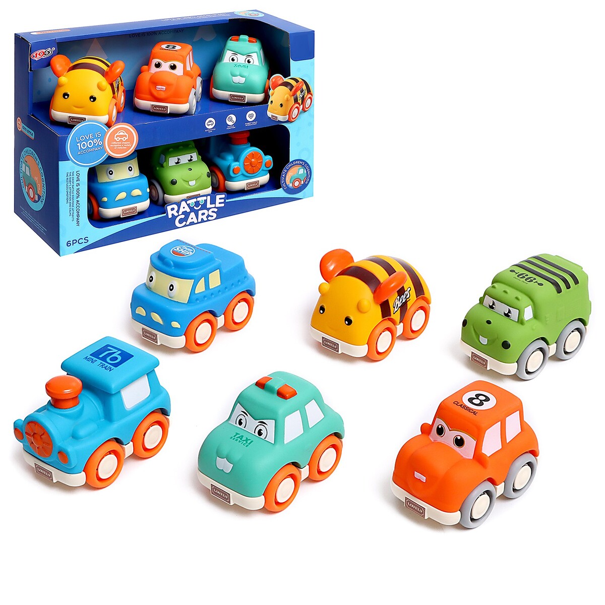 

Набор машинок rattle cars, 6 шт., Разноцветный