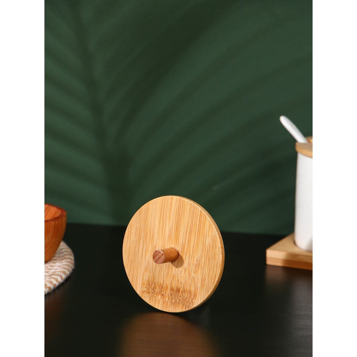Крышка бамбуковая для чайника с ручкой bellatenero