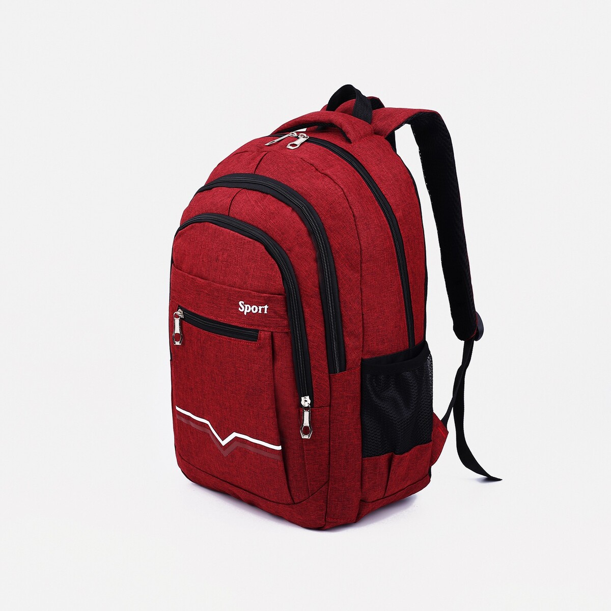 Рюкзак на молнии, 2 наружных кармана, цвет бордовый pixel bag рюкзак с led дисплеем pixel plus red line бордовый