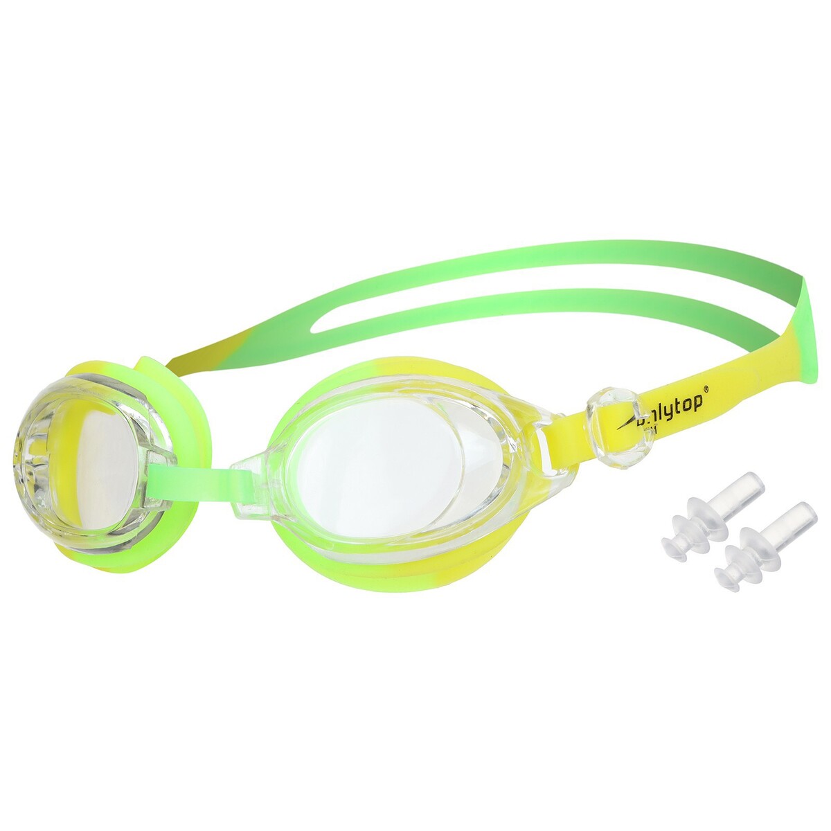 Очки для плавания детские onlytop, беруши, цвет салатовый/желтый стартовые очки mad wave turbo racer ii m0458 08 0 06w желтый