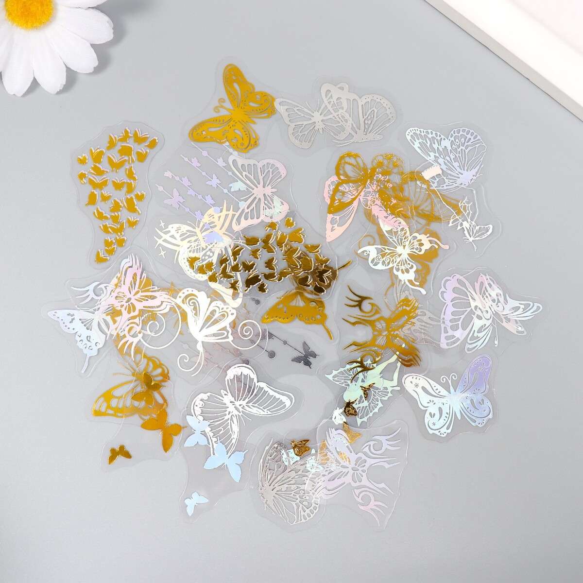 Набор наклеек набор декоративных бабочек 2 шт с глиттером азалия сиреневый