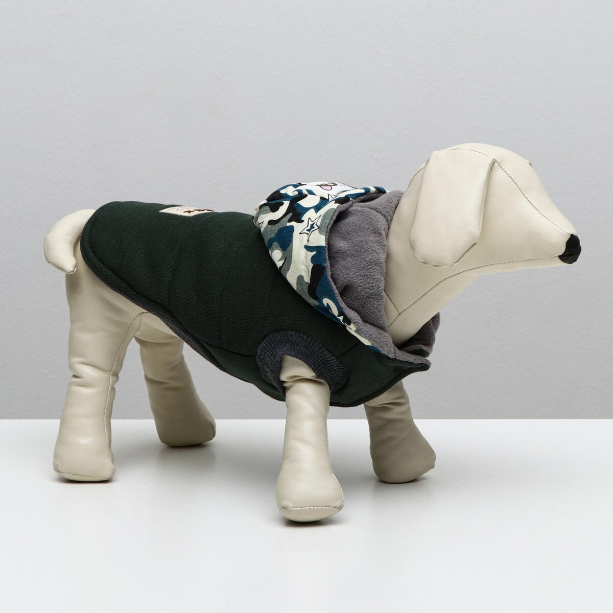 Куртка для собак, s (дс 20 см, ош 23 см, ог 32 см), темно-зеленая