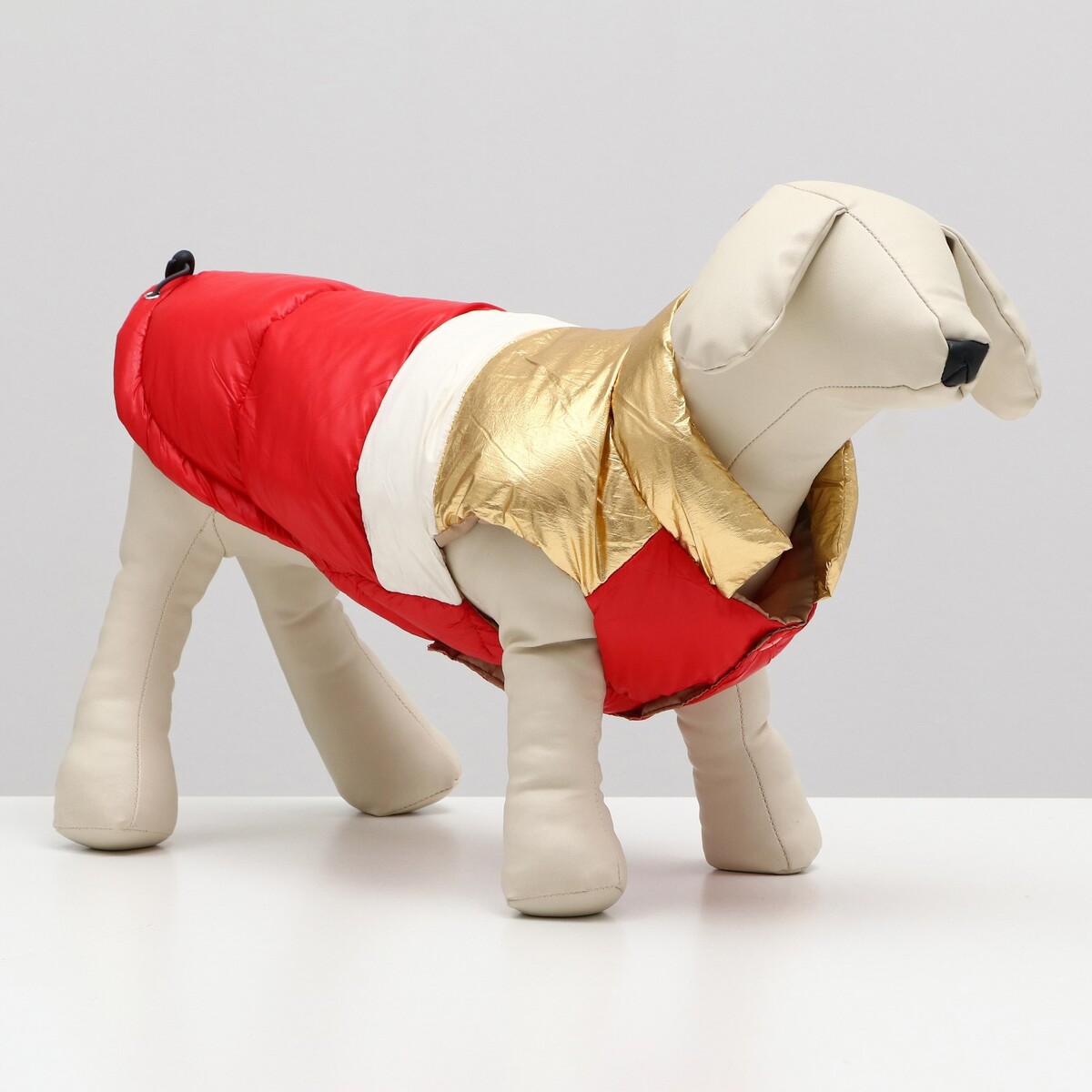 Куртка для собак с утяжкой размер 12 (дс 28, ог 38, ош 27), золото-красная ночная рубашка размер 5