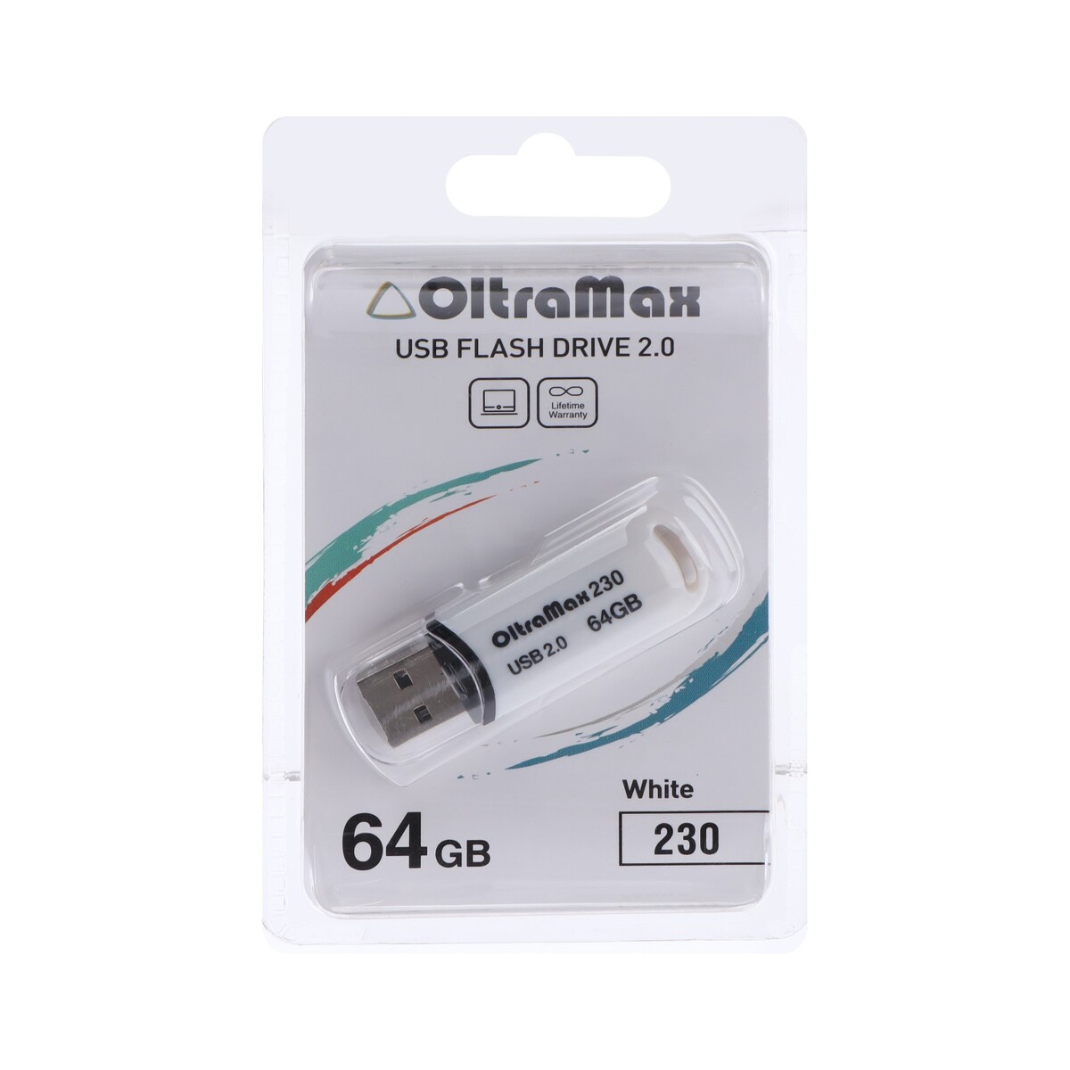 

Флешка oltramax 230, 64 гб, usb2.0, чт до 15 мб/с, зап до 8 мб/с, белая, Белый