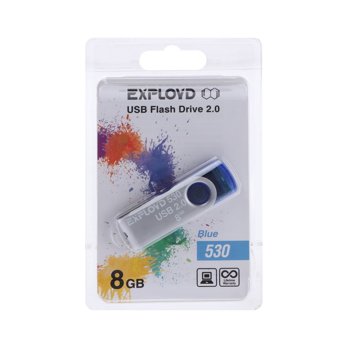

Флешка exployd 530, 8 гб, usb2.0, чт до 15 мб/с, зап до 8 мб/с, синяя, Синий