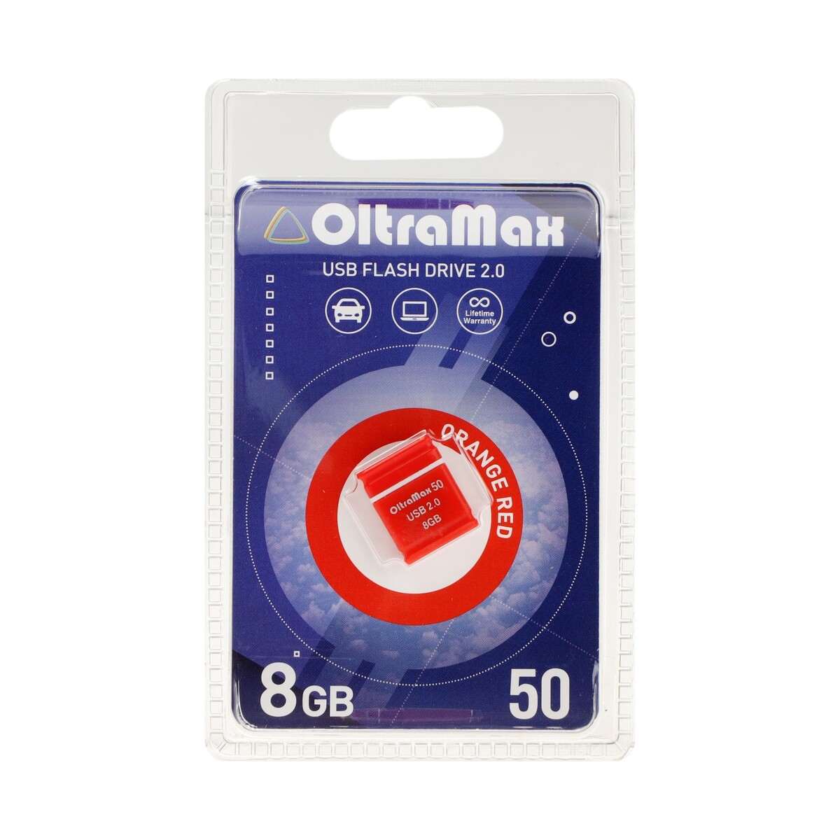 

Флешка oltramax 50, 8 гб, usb2.0, чт до 15 мб/с, зап до 8 мб/с, оранжевая, Оранжевый