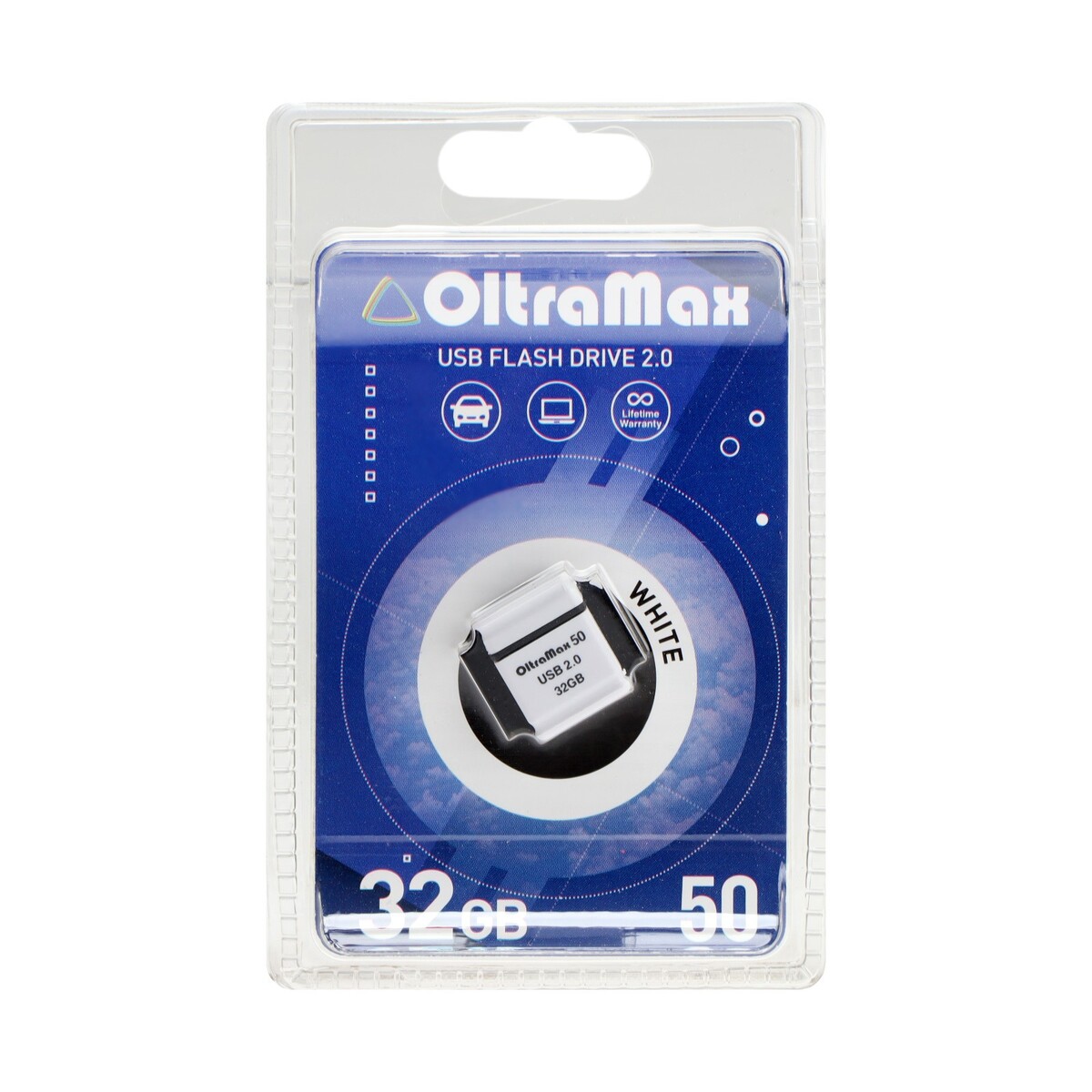 

Флешка oltramax 50, 32 гб, usb2.0, чт до 15 мб/с, зап до 8 мб/с, белая, Белый