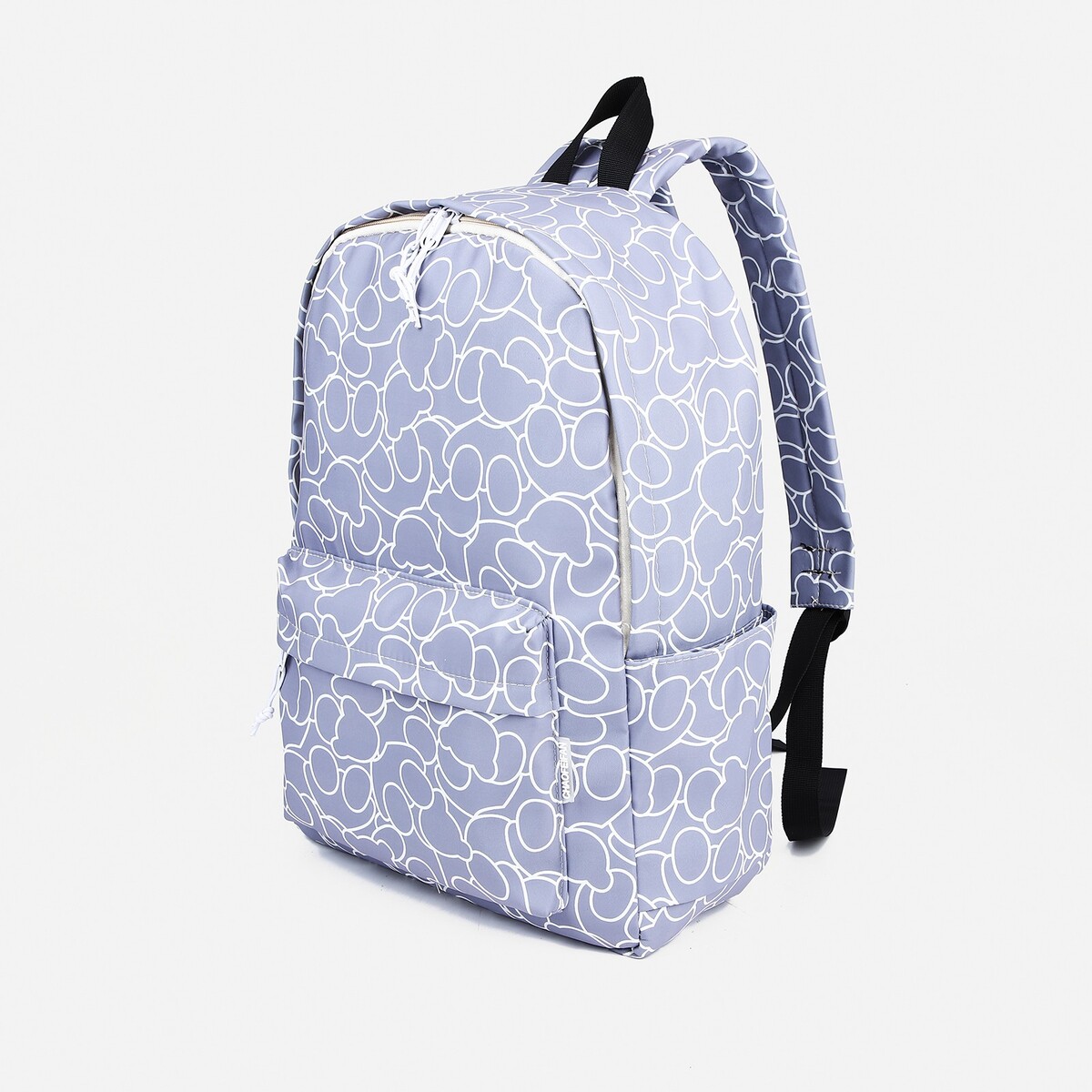 Рюкзак школьный на молнии из текстиля, 3 кармана, цвет сиреневый