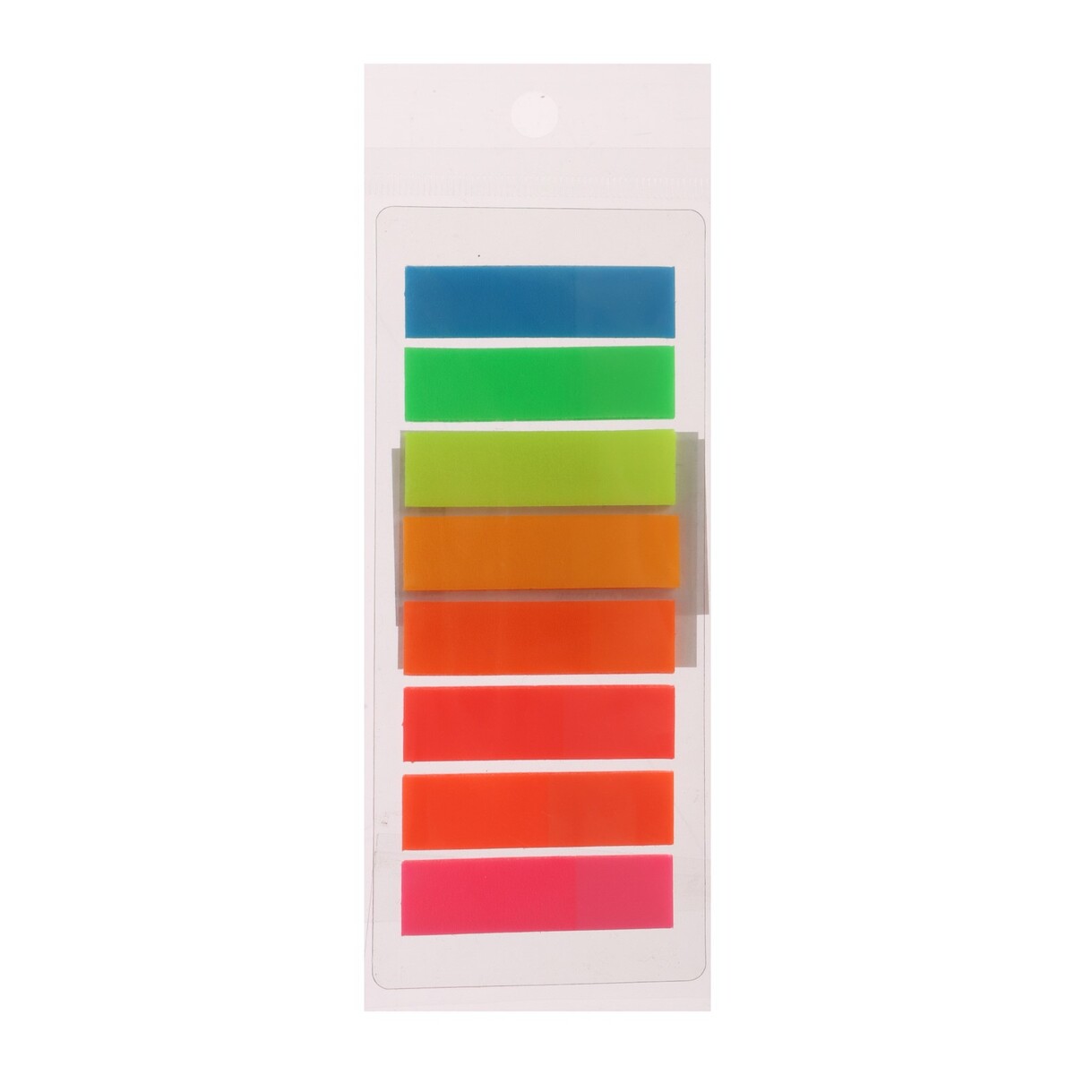 

Блок-закладка с липким краем 11 мм х 45 мм, пластик, 8 цветов по 20 листов, флуоресцентные, Микс