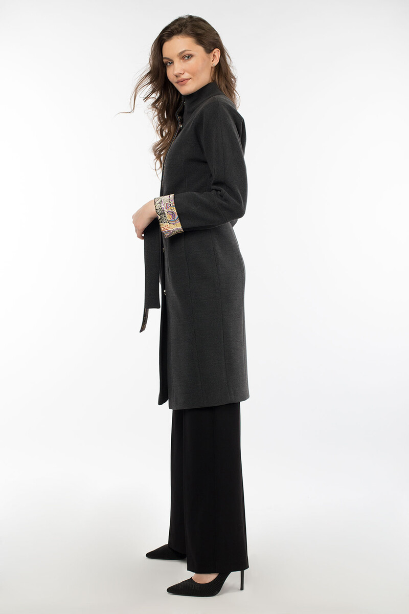 Пальто женское демисезонное (пояс) EL PODIO, размер 44, цвет серый 02456321 однобортное - фото 3