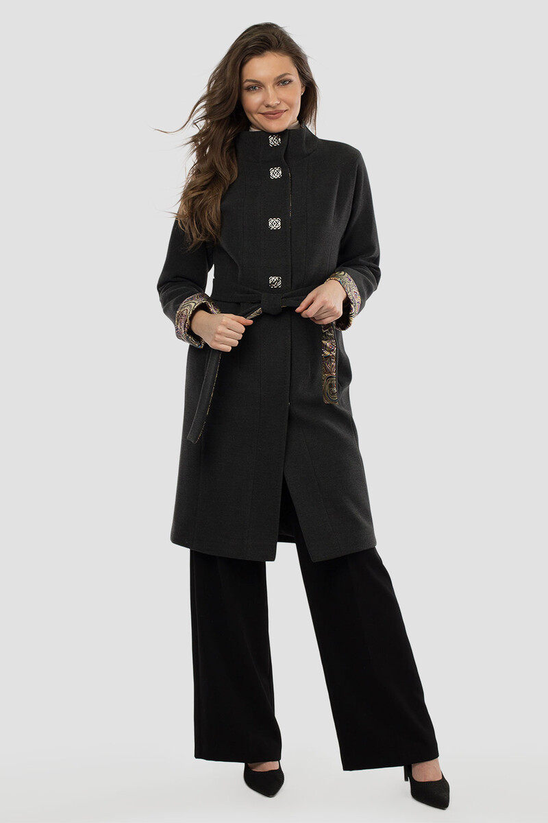 Пальто женское демисезонное (пояс) EL PODIO, размер 44, цвет серый 02456321 однобортное - фото 1