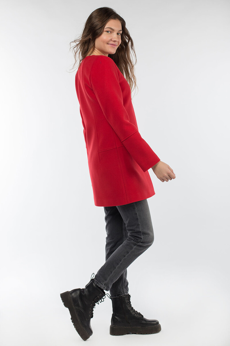 Пальто женское демисезонное EL PODIO, размер 42, цвет красный 02456323 однобортное - фото 3