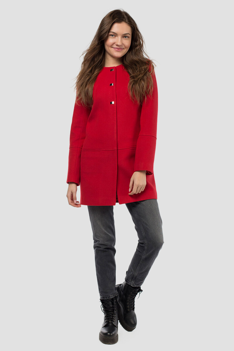 Пальто женское демисезонное EL PODIO, размер 42, цвет красный 02456323 однобортное - фото 1