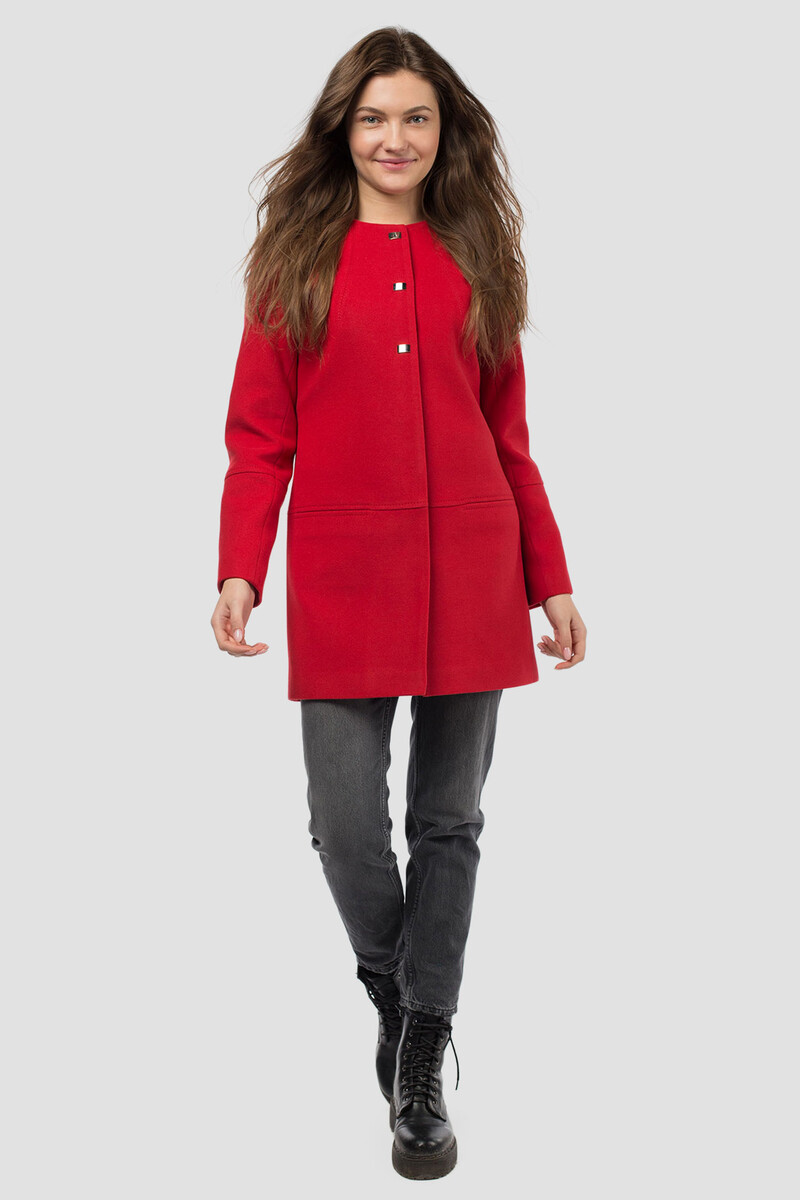 Пальто женское демисезонное EL PODIO, размер 42, цвет красный 02456323 однобортное - фото 2
