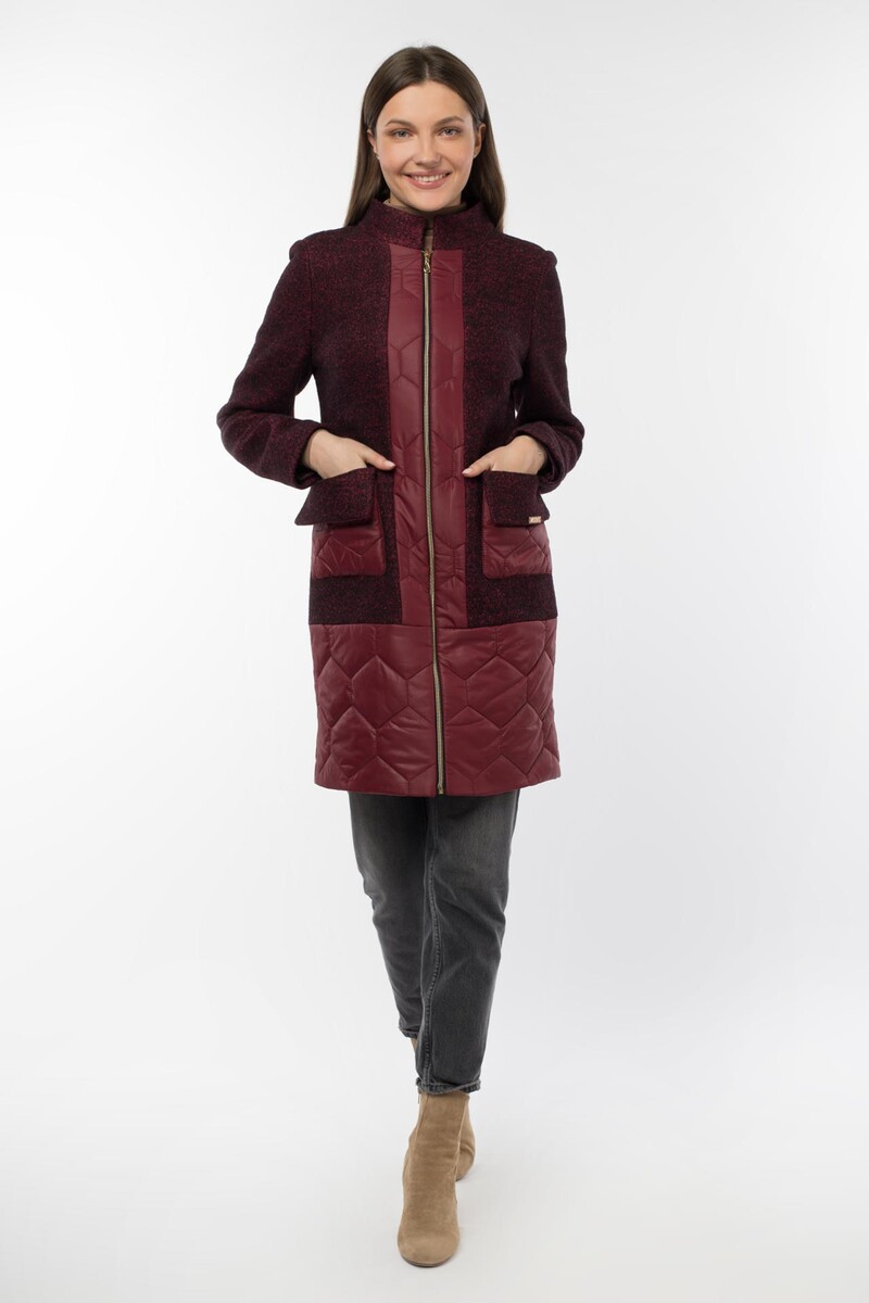 Пальто женское демисезонное "amalgama" EL PODIO, размер 46, цвет бордо 02456351 однобортное - фото 2