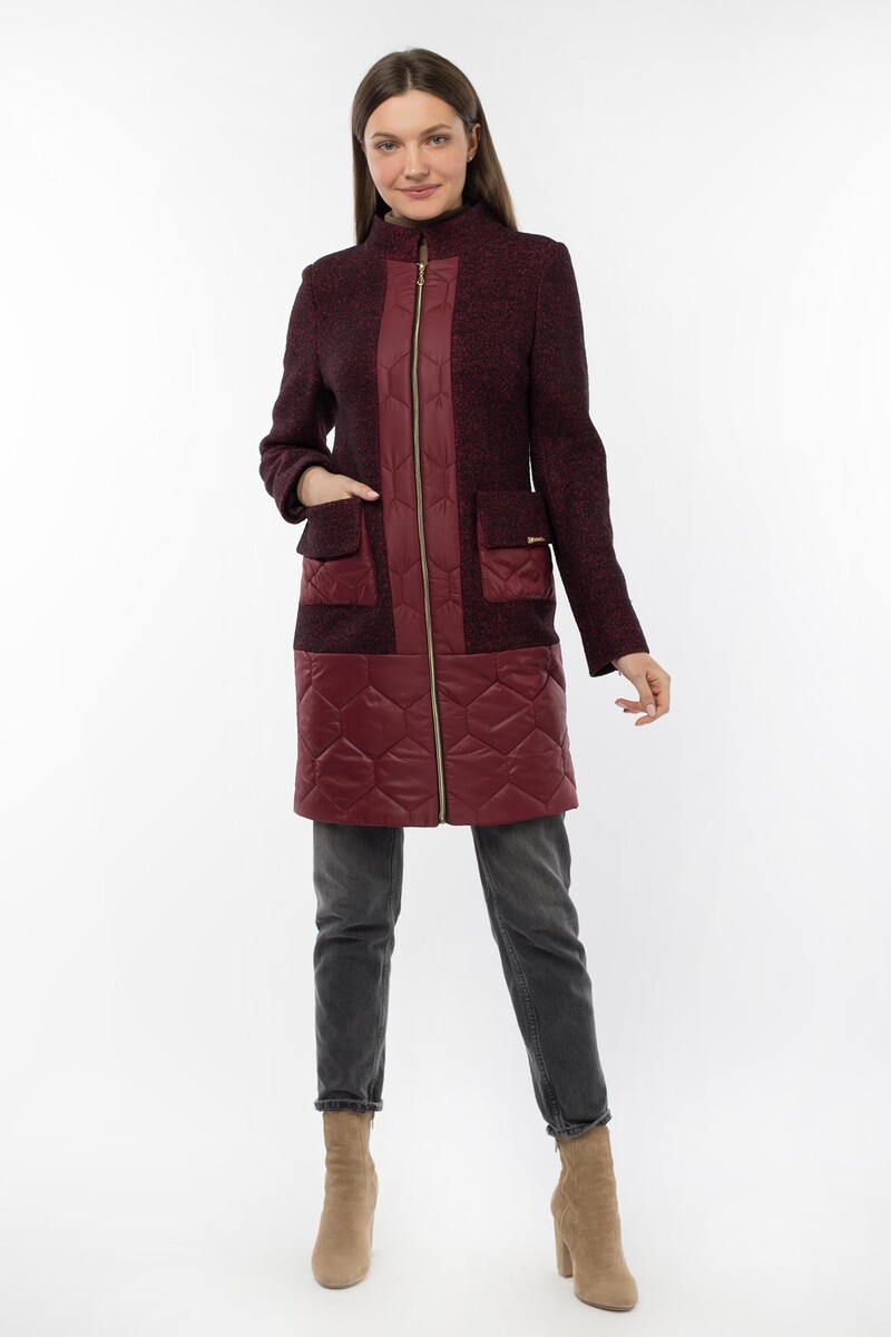 Пальто женское демисезонное "amalgama" EL PODIO, размер 46, цвет бордо 02456351 однобортное - фото 1