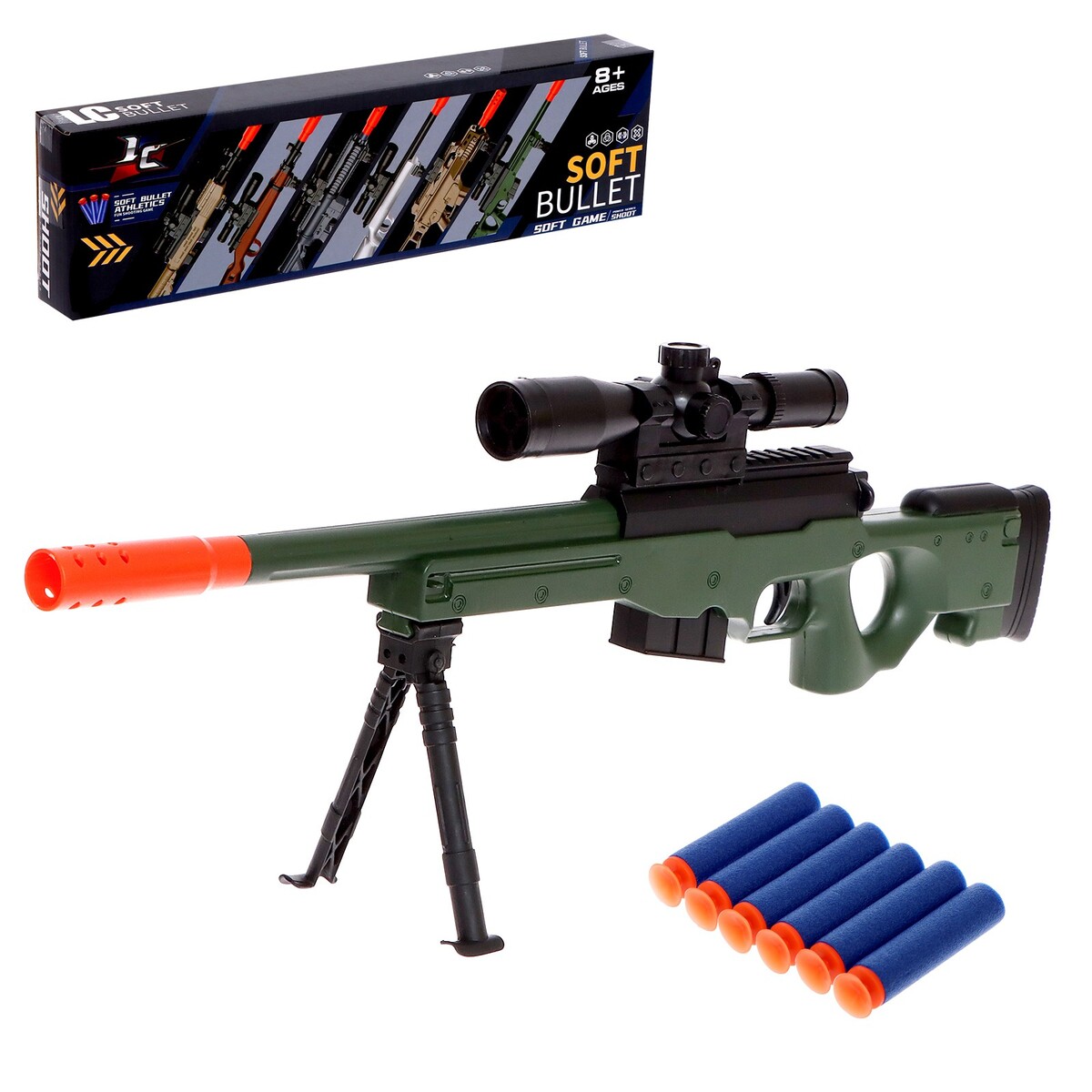 Снайперская винтовка awm, стреляет мягкими пулями форма винтовка c оптическим прицелом