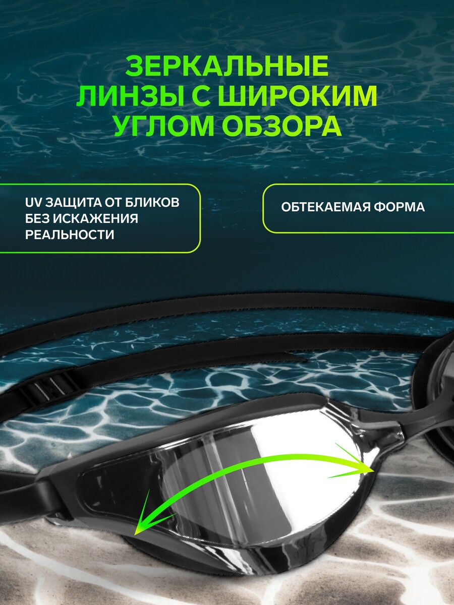 

Очки для плавания onlytop, с зеркальными линзами, беруши, набор носовых перемычек, Черный